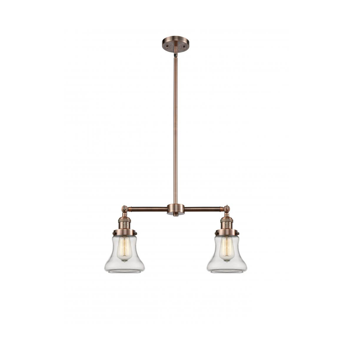 Innovations Lighting 209-AC-G192-LED Franklin Restoration Bellmont LED 21 inch Antique Copper Chandelier Ceiling Light in Clear Glass, Franklin Restor