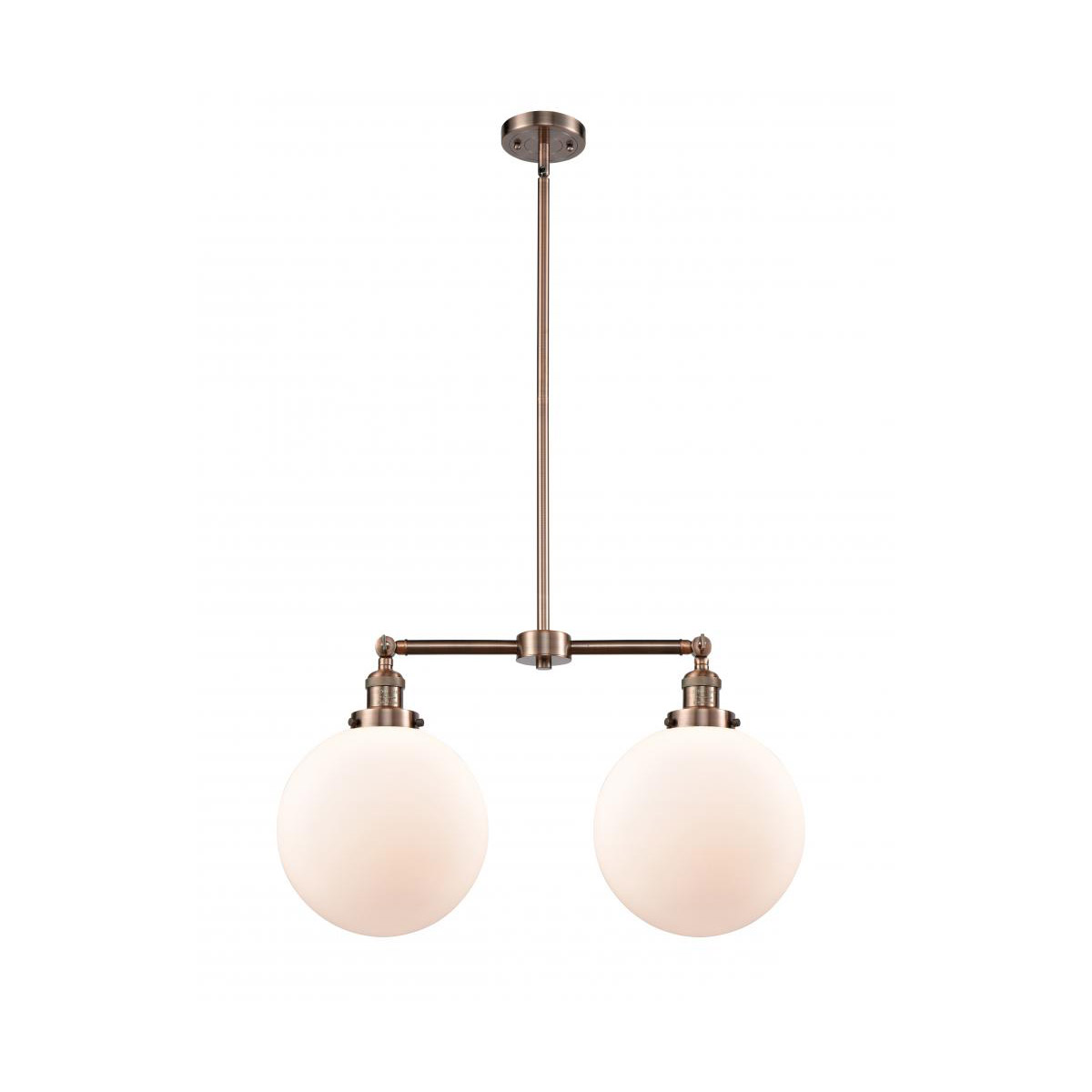 Innovations Lighting 209-AC-G201-10 Franklin Restoration X-Large Beacon 2 Light 25 inch Antique Copper Island Light Ceiling Light in Matte White Glass