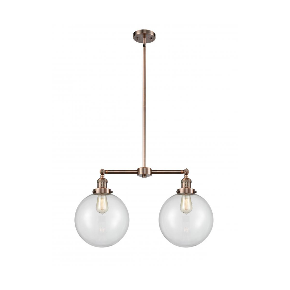 Innovations Lighting 209-AC-G202-10 Franklin Restoration X-Large Beacon 2 Light 25 inch Antique Copper Island Light Ceiling Light in Clear Glass, Fran
