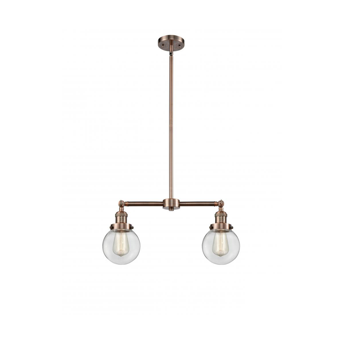 Innovations Lighting 209-AC-G202-6 Franklin Restoration Beacon 2 Light 23 inch Antique Copper Chandelier Ceiling Light in Clear Glass, Franklin Restor
