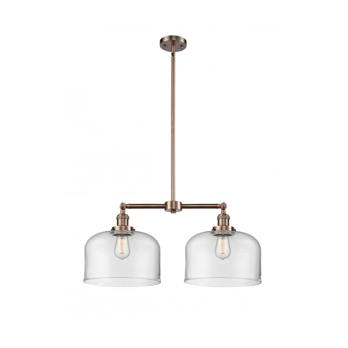 Innovations Lighting 209-AC-G72-L-LED Franklin Restoration X-Large Bell LED 21 inch Antique Copper Chandelier Ceiling Light in Clear Glass, Franklin R