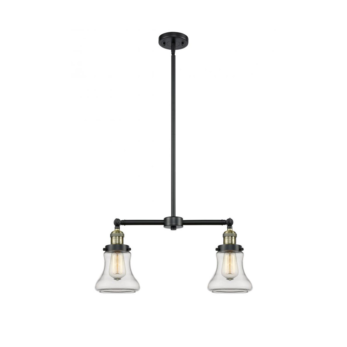 Innovations Lighting 209-BAB-G192 Franklin Restoration Bellmont 2 Light 21 inch Black Antique Brass Chandelier Ceiling Light in Clear Glass, Franklin
