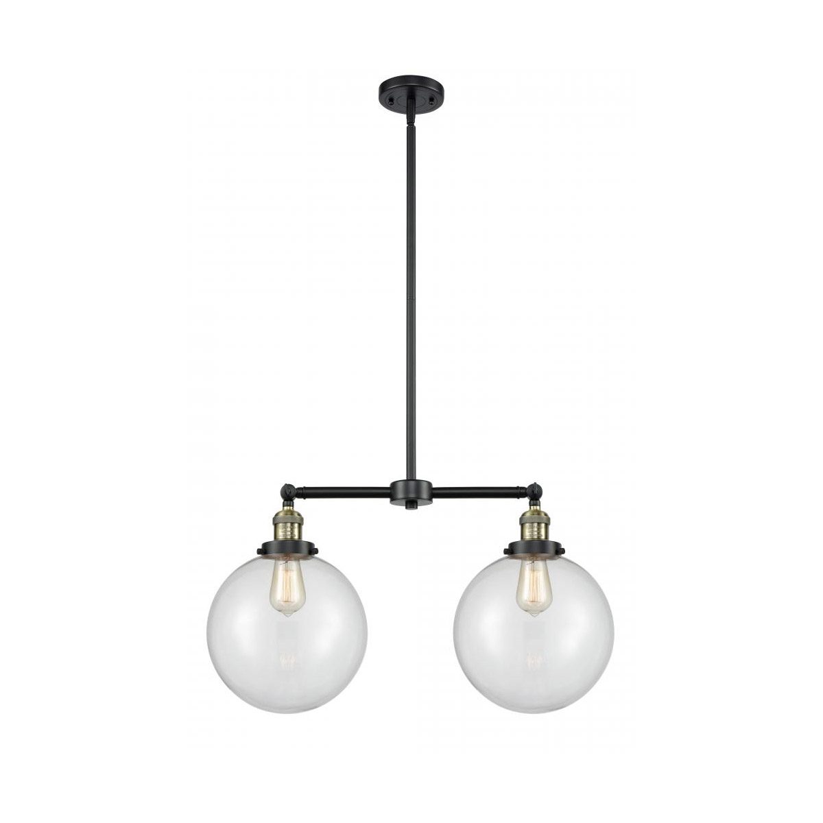 Innovations Lighting 209-BAB-G202-10 Franklin Restoration X-Large Beacon 2 Light 25 inch Black Antique Brass Island Light Ceiling Light in Clear Glass