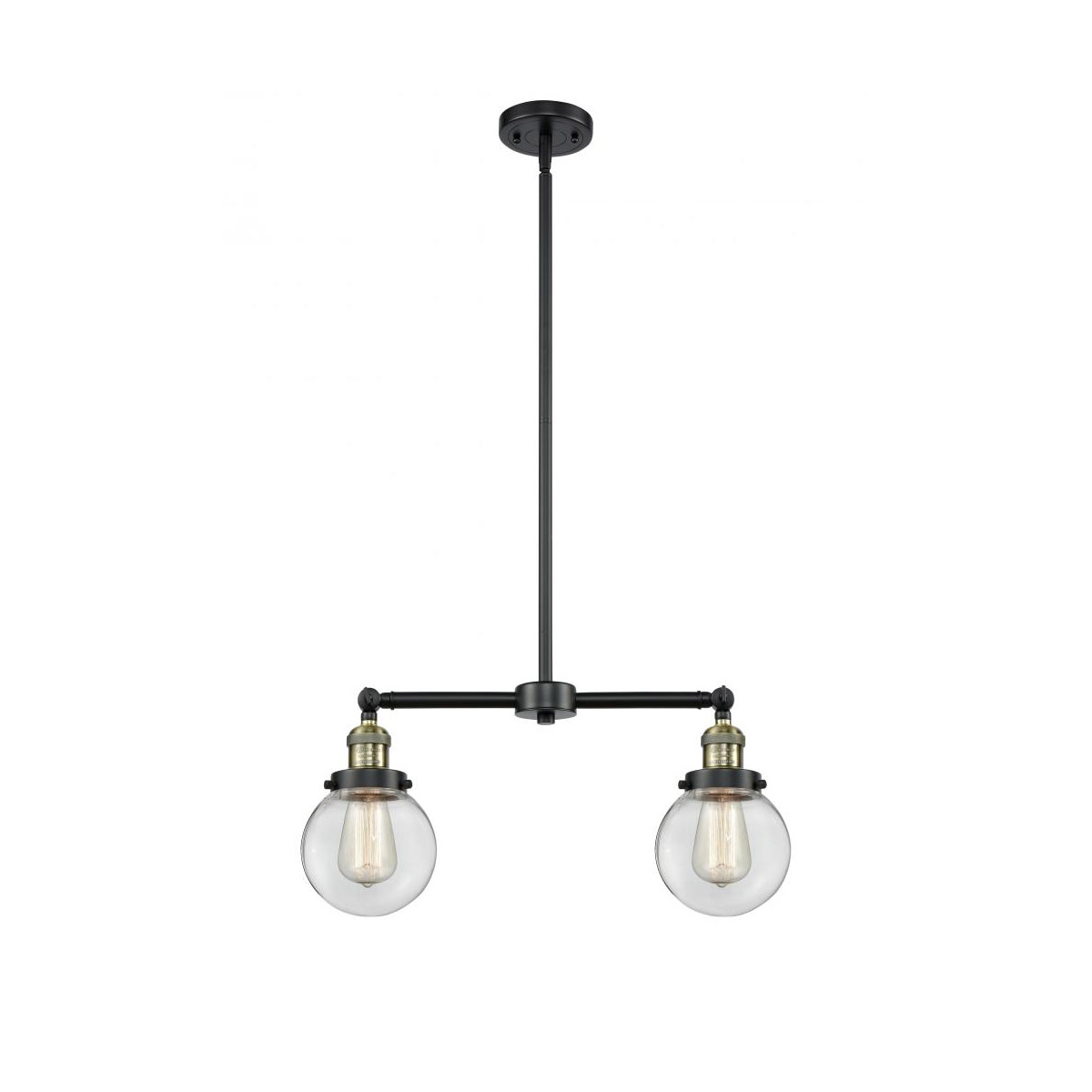 Innovations Lighting 209-BAB-G202-6 Franklin Restoration Beacon 2 Light 23 inch Black Antique Brass Chandelier Ceiling Light in Clear Glass, Franklin 