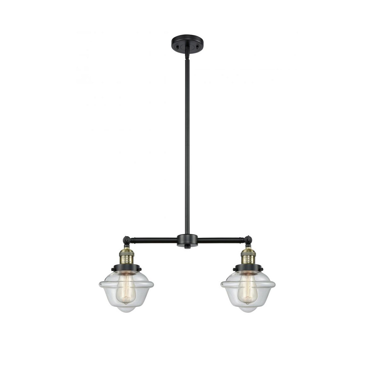 Innovations Lighting 209-BAB-G532 Franklin Restoration Small Oxford 2 Light 24 inch Black Antique Brass Chandelier Ceiling Light in Clear Glass, Frank