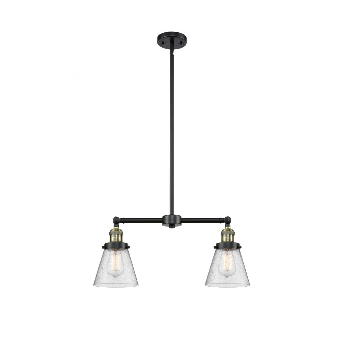 Innovations Lighting 209-BAB-G64 Franklin Restoration Small Cone 2 Light 21 inch Black Antique Brass Chandelier Ceiling Light in Seedy Glass, Franklin