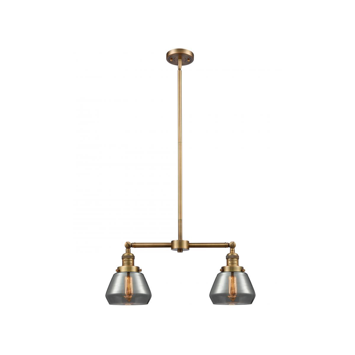 Innovations Lighting 209-BB-G173-LED Franklin Restoration Fulton LED 21 inch Brushed Brass Chandelier Ceiling Light in Plated Smoke Glass, Franklin Re