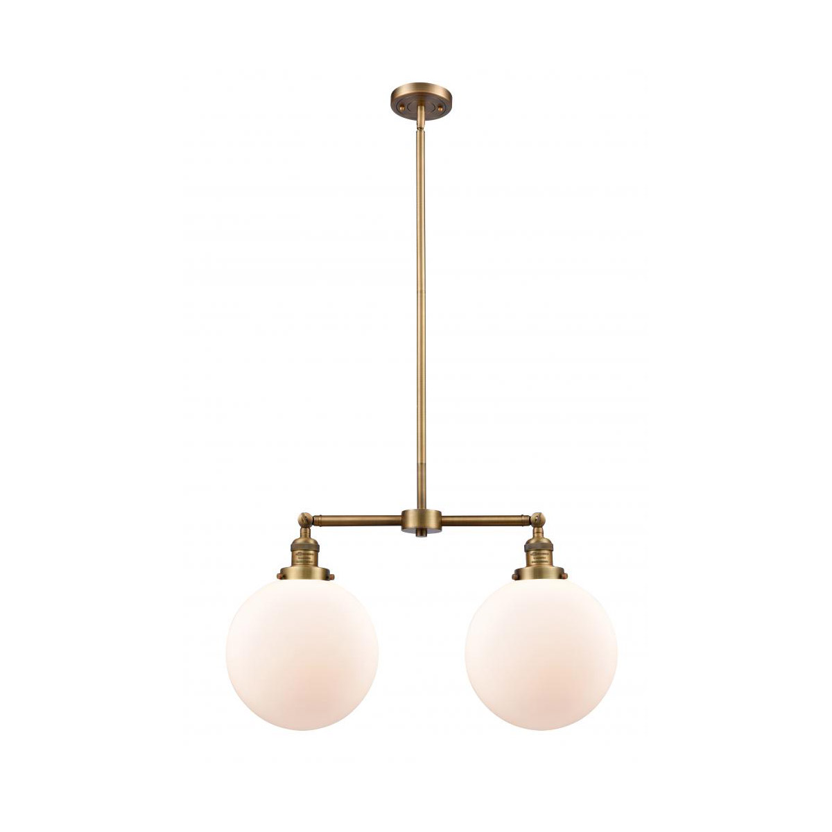 Innovations Lighting 209-BB-G201-10 Franklin Restoration X-Large Beacon 2 Light 25 inch Brushed Brass Island Light Ceiling Light in Matte White Glass,