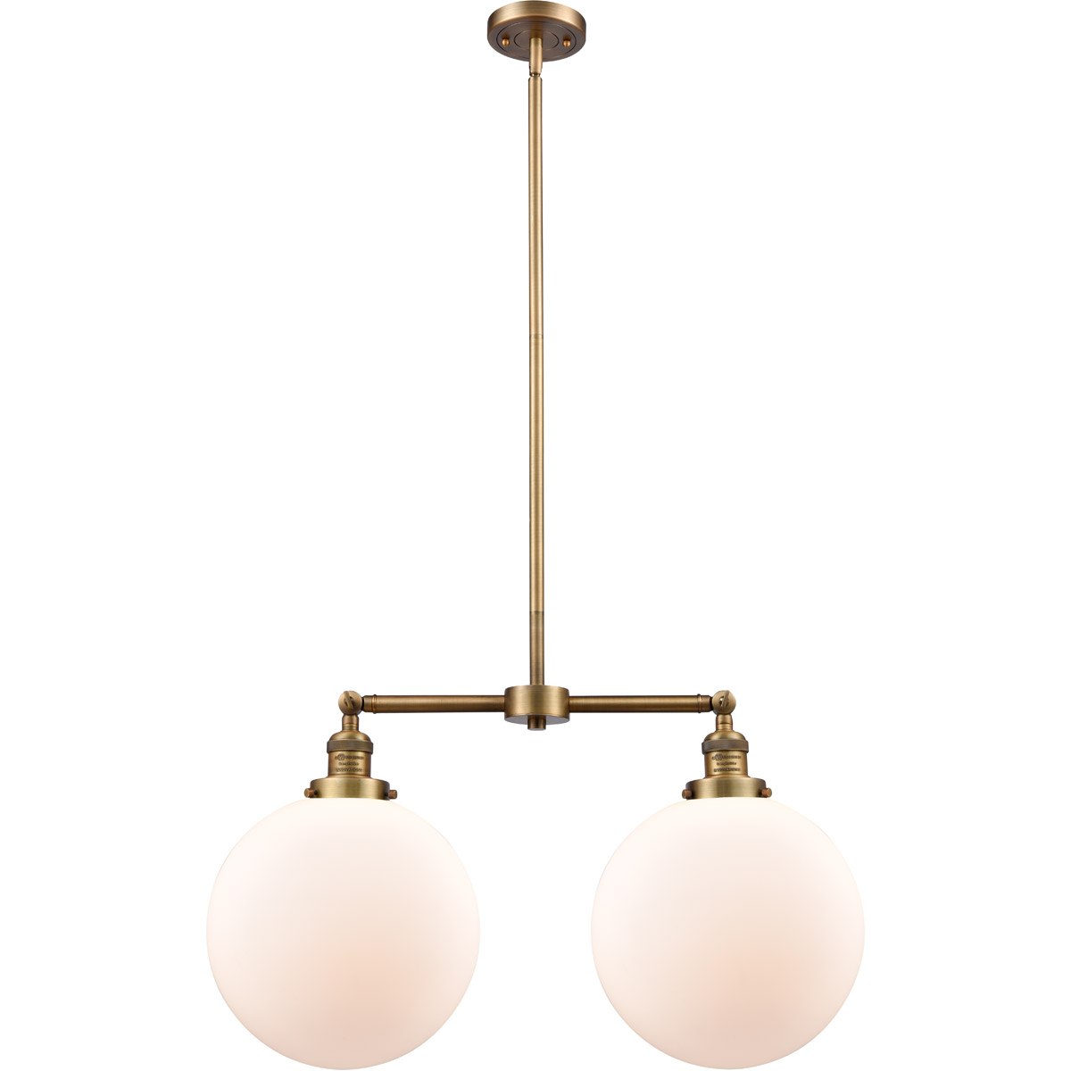 Innovations Lighting 209-BB-G201-12-LED Franklin Restoration XX-Large Beacon LED 27 inch Brushed Brass Chandelier Ceiling Light in Matte White Glass,