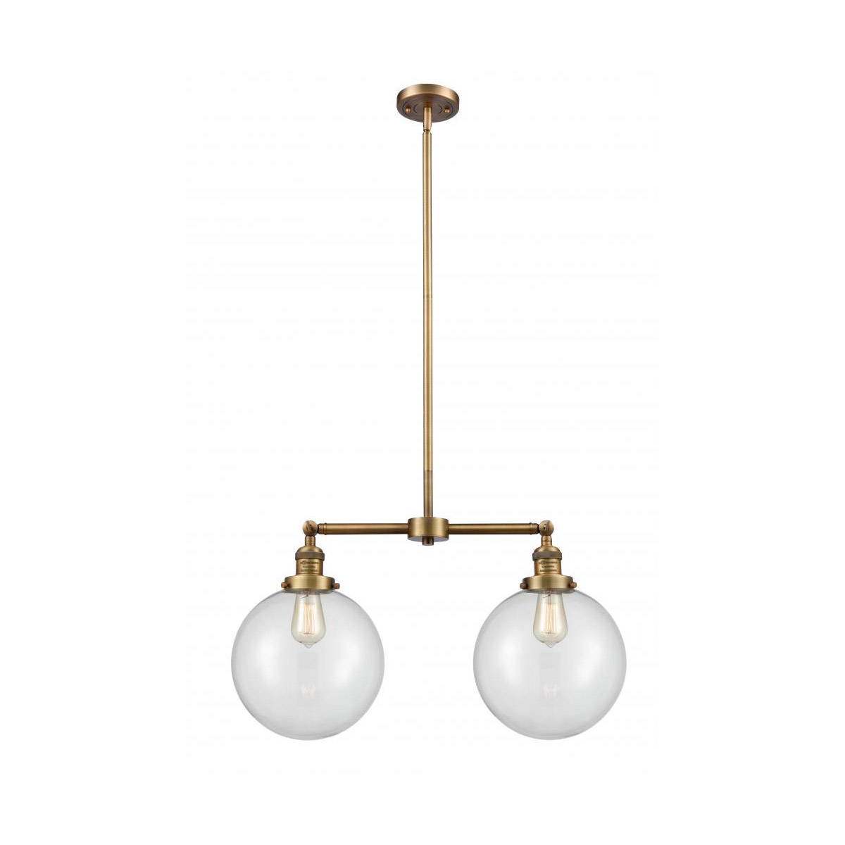 Innovations Lighting 209-BB-G202-10 Franklin Restoration X-Large Beacon 2 Light 25 inch Brushed Brass Island Light Ceiling Light in Clear Glass, Frank