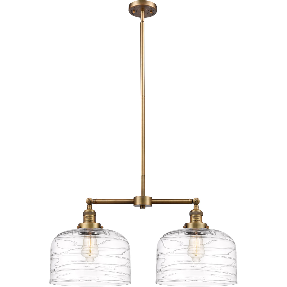 Innovations Lighting 209-BB-G713-L-LED Franklin Restoration Bell LED 21 inch Brushed Brass Island Light Ceiling Light in Clear Deco Swirl Glass