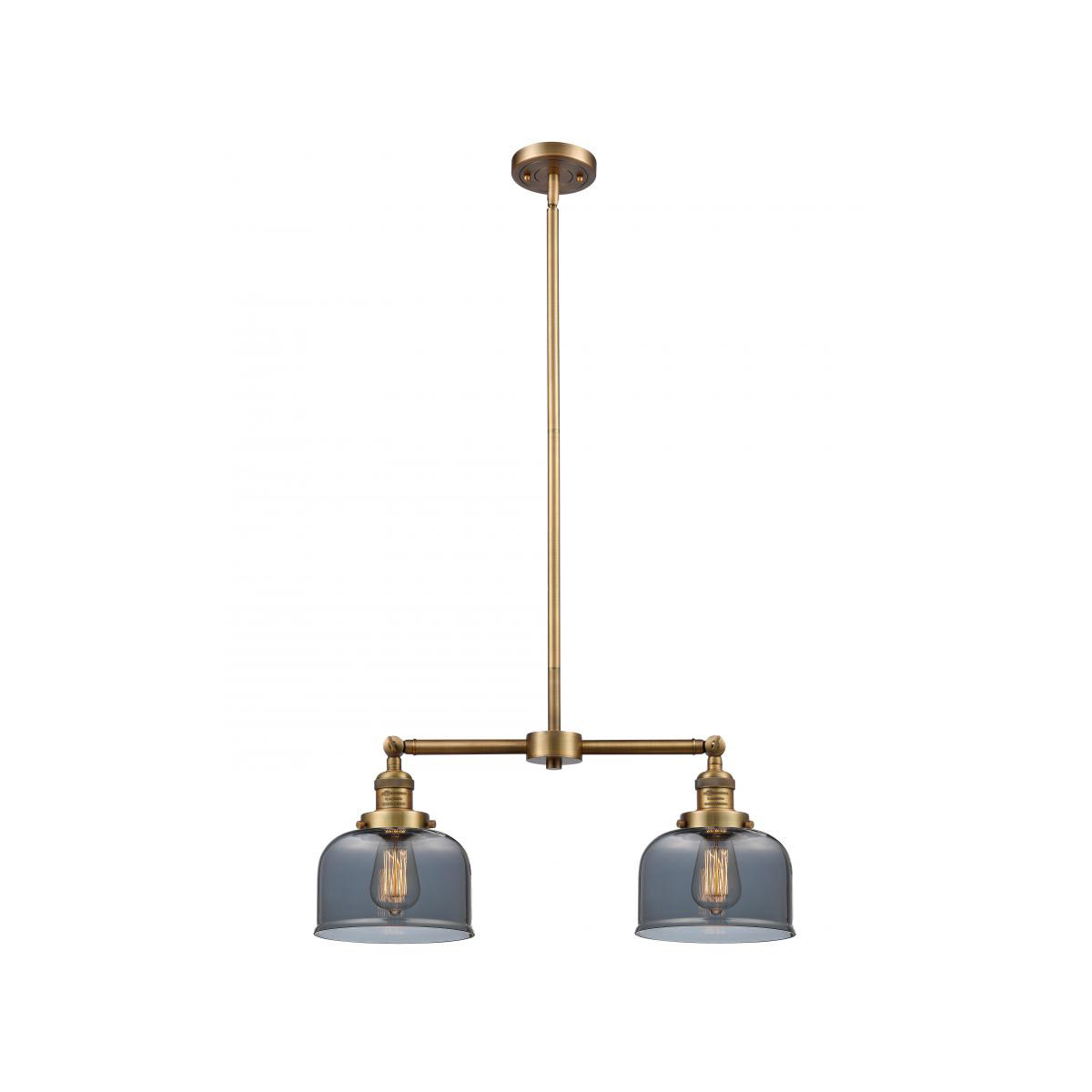 Innovations Lighting 209-BB-G73-LED Franklin Restoration Large Bell LED 21 inch Brushed Brass Chandelier Ceiling Light in Plated Smoke Glass, Franklin