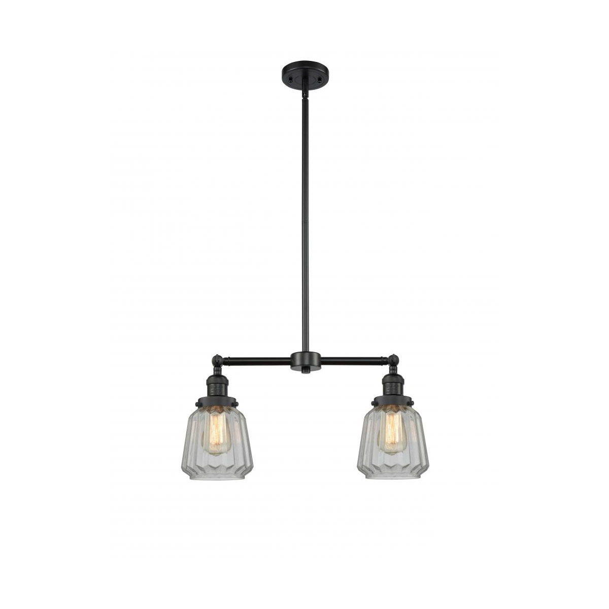 Innovations Lighting 209-BK-G142 Franklin Restoration Chatham 2 Light 21 inch Matte Black Chandelier Ceiling Light in Clear Glass, Franklin Restoratio