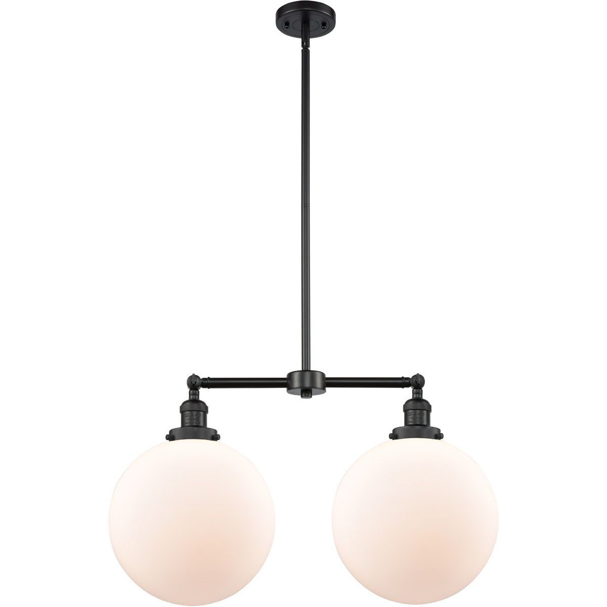 Innovations Lighting 209-BK-G201-12-LED Franklin Restoration XX-Large Beacon LED 27 inch Matte Black Chandelier Ceiling Light in Matte White Glass, Fr