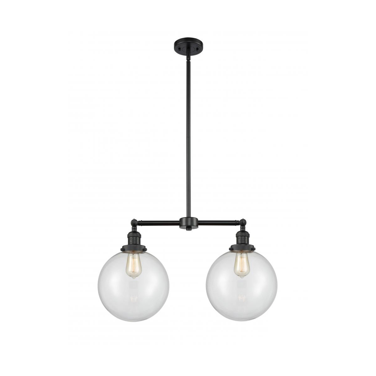 Innovations Lighting 209-BK-G202-10 Franklin Restoration X-Large Beacon 2 Light 25 inch Matte Black Island Light Ceiling Light in Clear Glass, Frankli