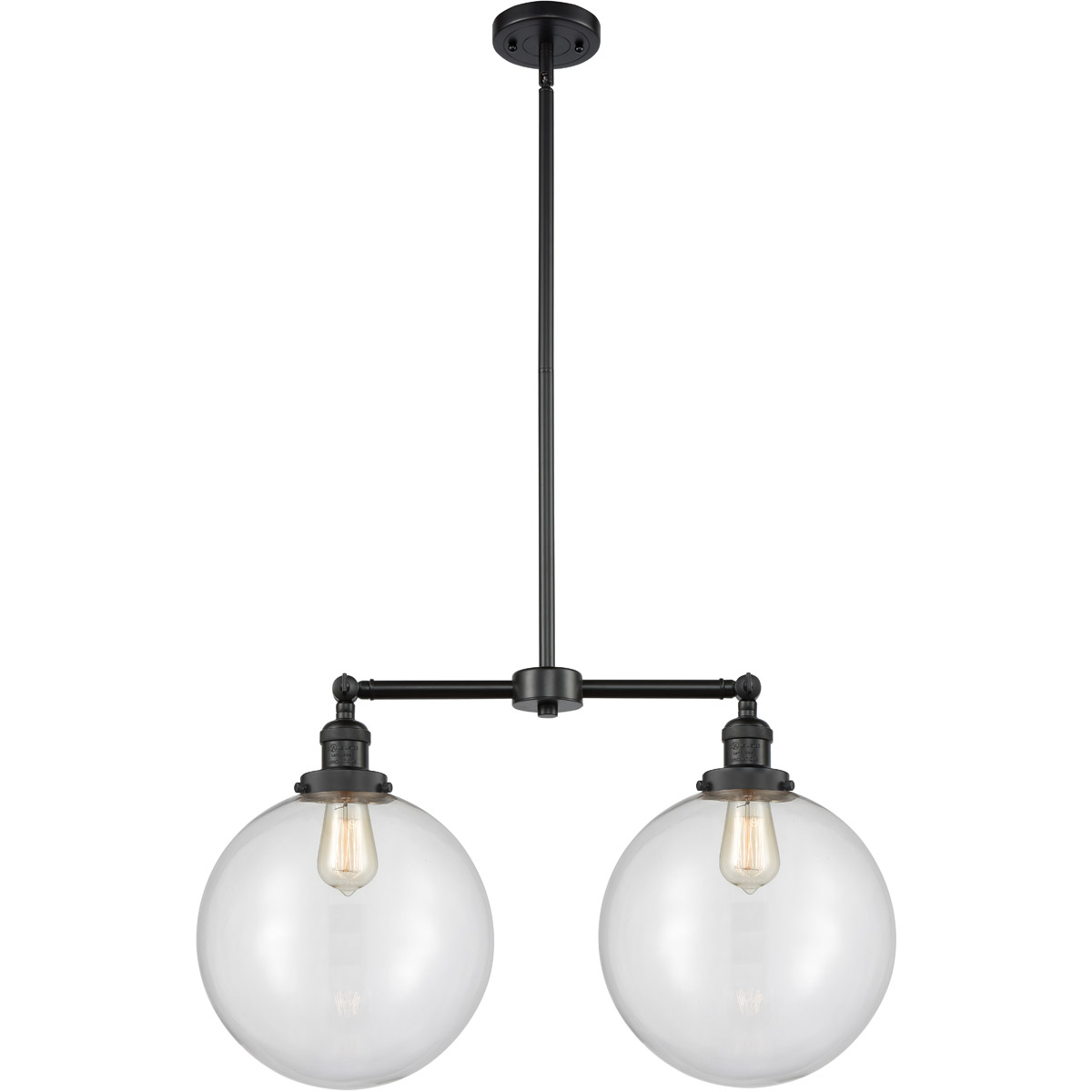 Innovations Lighting 209-BK-G202-12-LED Franklin Restoration XX-Large Beacon LED 27 inch Matte Black Chandelier Ceiling Light in Clear Glass, Franklin
