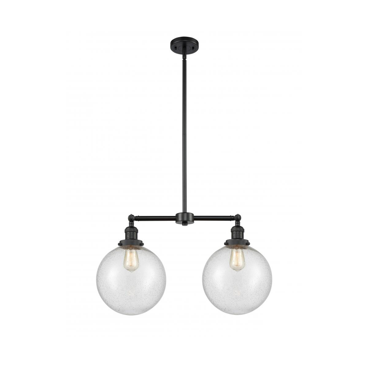 Innovations Lighting 209-BK-G204-10 Franklin Restoration X-Large Beacon 2 Light 25 inch Matte Black Island Light Ceiling Light in Seedy Glass, Frankli
