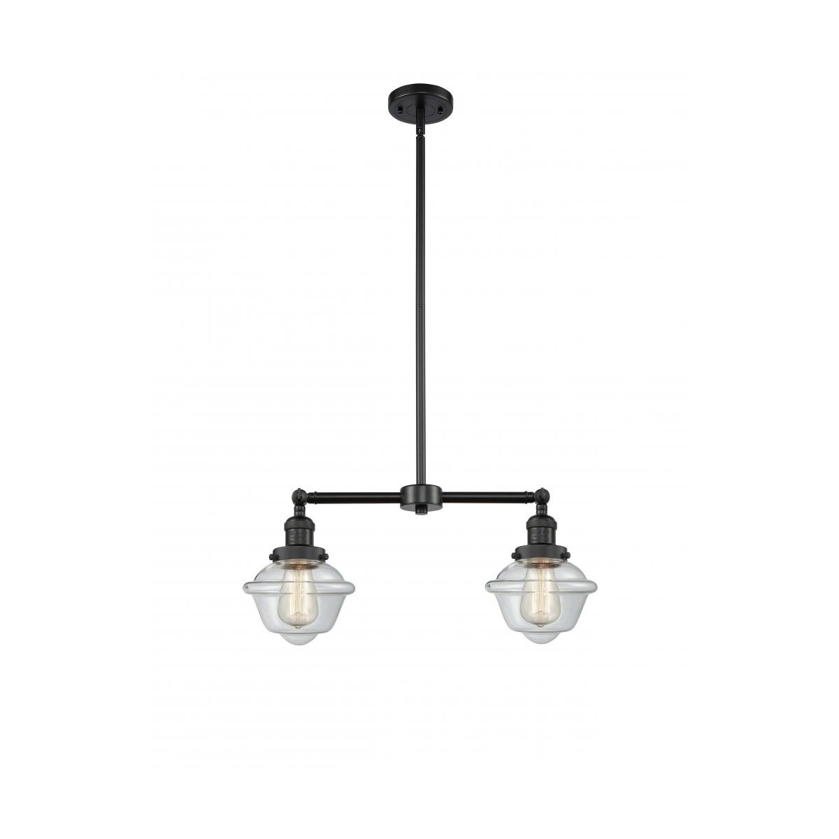 Innovations Lighting 209-BK-G532 Franklin Restoration Small Oxford 2 Light 24 inch Matte Black Island Light Ceiling Light in Clear Glass, Franklin Res
