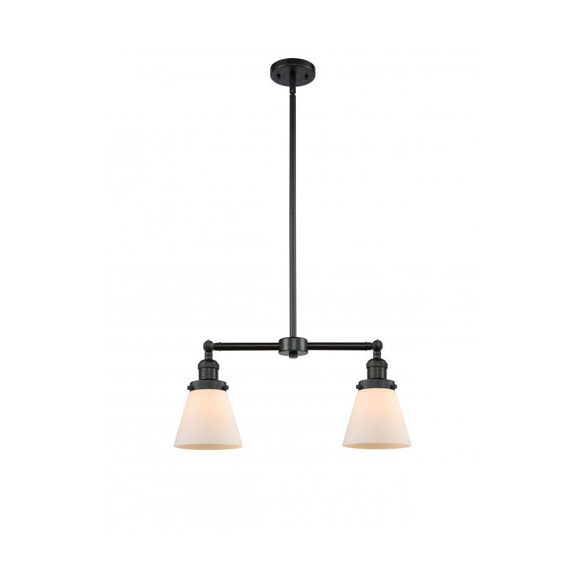 Innovations Lighting 209-BK-G61 Franklin Restoration Small Cone 2 Light 21 inch Matte Black Chandelier Ceiling Light in Matte White Glass, Franklin Re