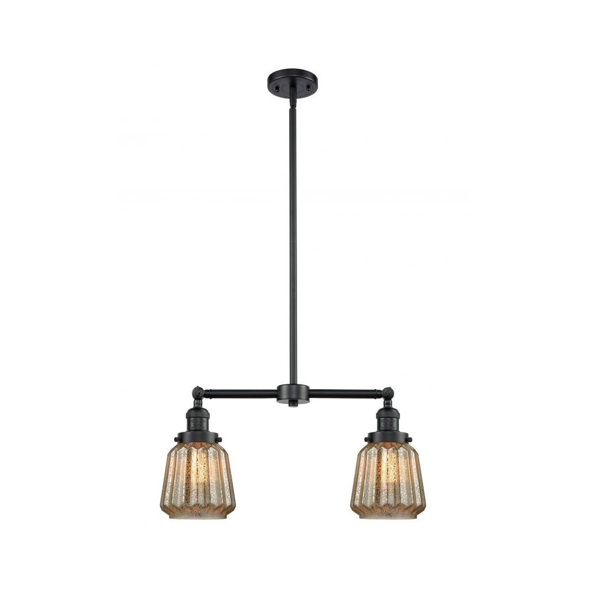Innovations Lighting 209-OB-G146 Franklin Restoration Chatham 2 Light 21 inch Oil Rubbed Bronze Chandelier Ceiling Light in Mercury Glass, Franklin Re