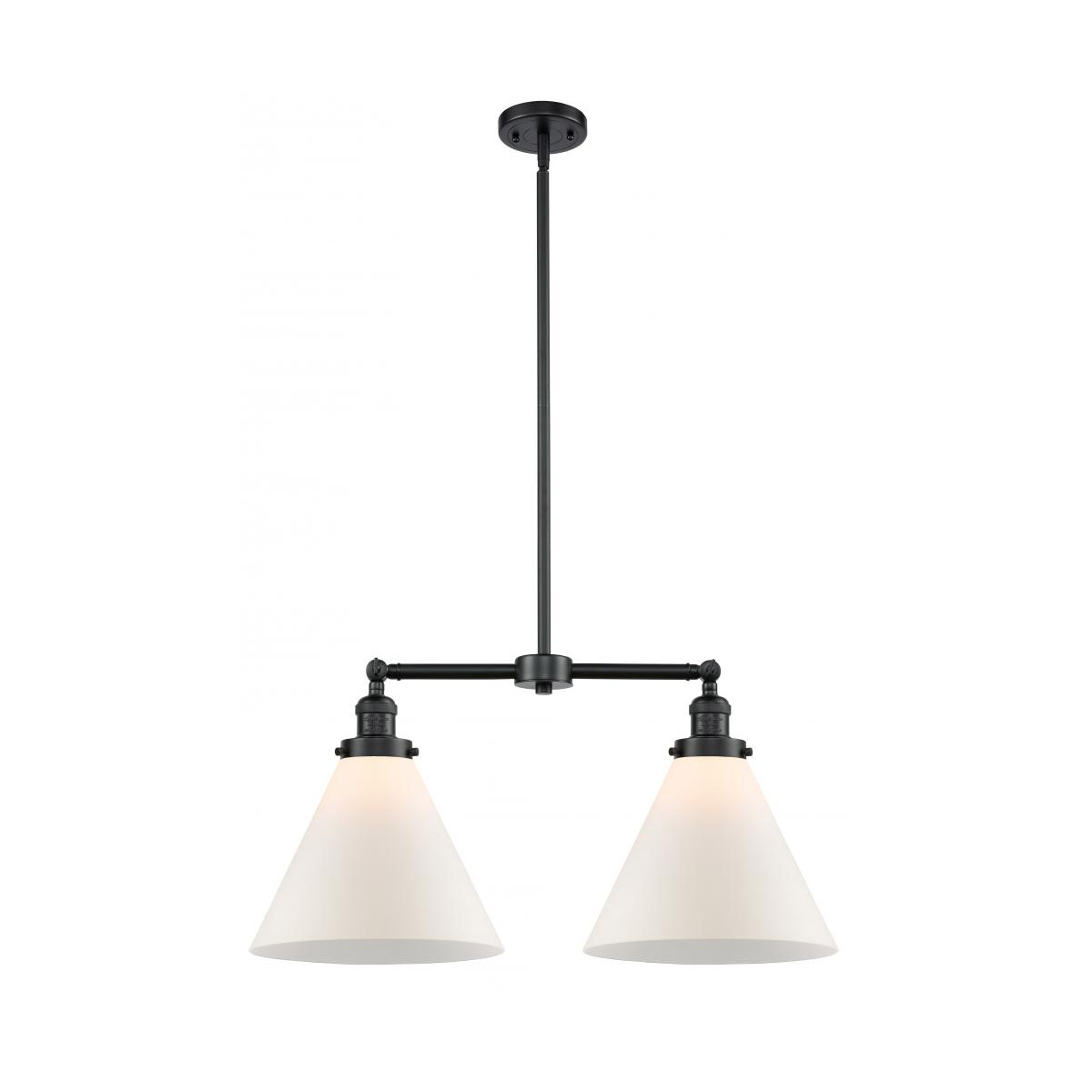Innovations Lighting 209-OB-G41-L Franklin Restoration X-Large Cone 2 Light 21 inch Oil Rubbed Bronze Chandelier Ceiling Light in Matte White Glass, F