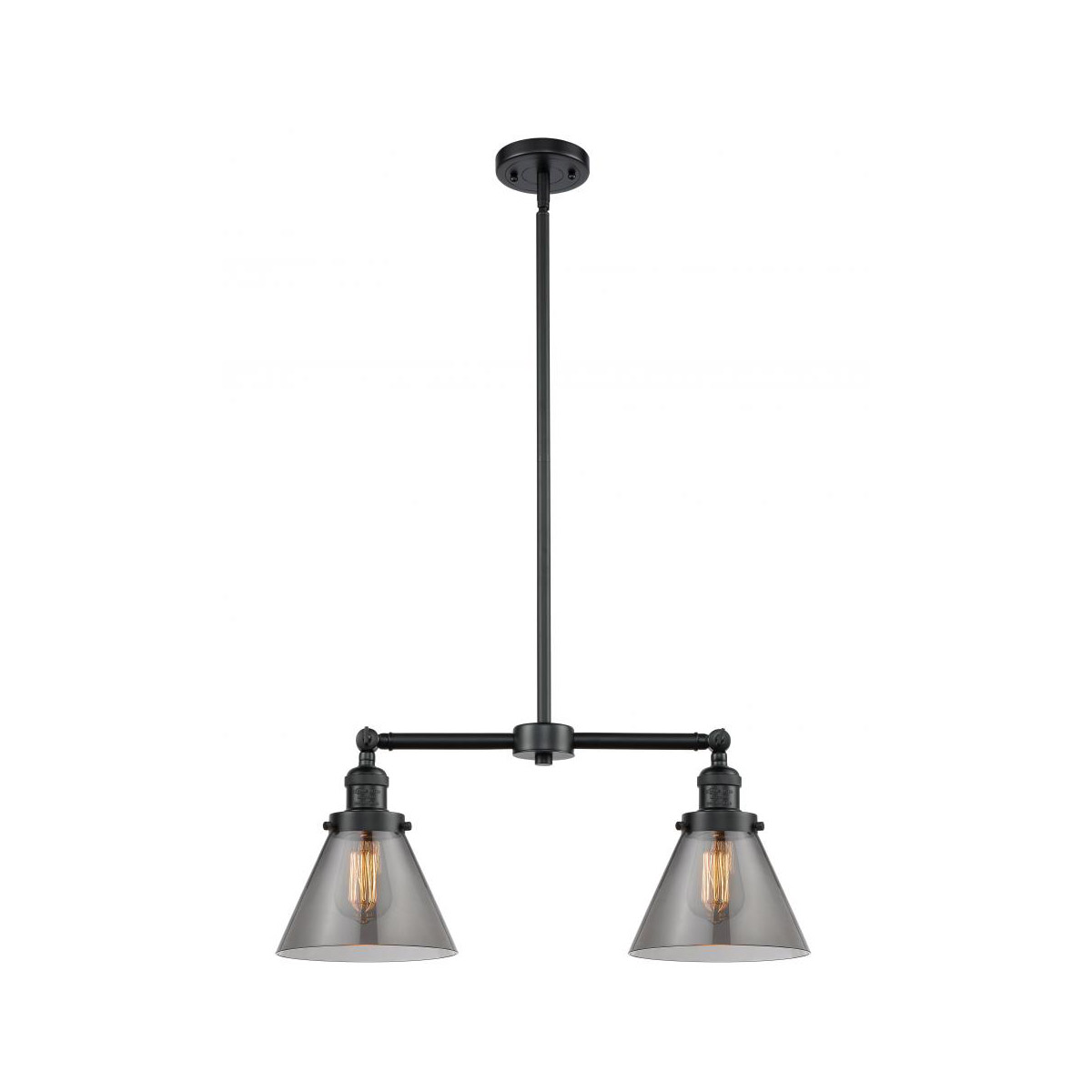 Innovations Lighting 209-OB-G43-LED Franklin Restoration Large Cone LED 21 inch Oil Rubbed Bronze Chandelier Ceiling Light in Plated Smoke Glass, Fran