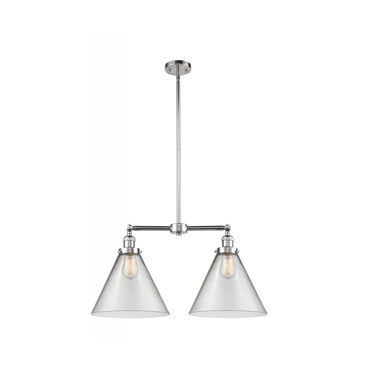 Innovations Lighting 209-PC-G42-L Franklin Restoration X-Large Cone 2 Light 21 inch Polished Chrome Chandelier Ceiling Light in Clear Glass, Franklin 