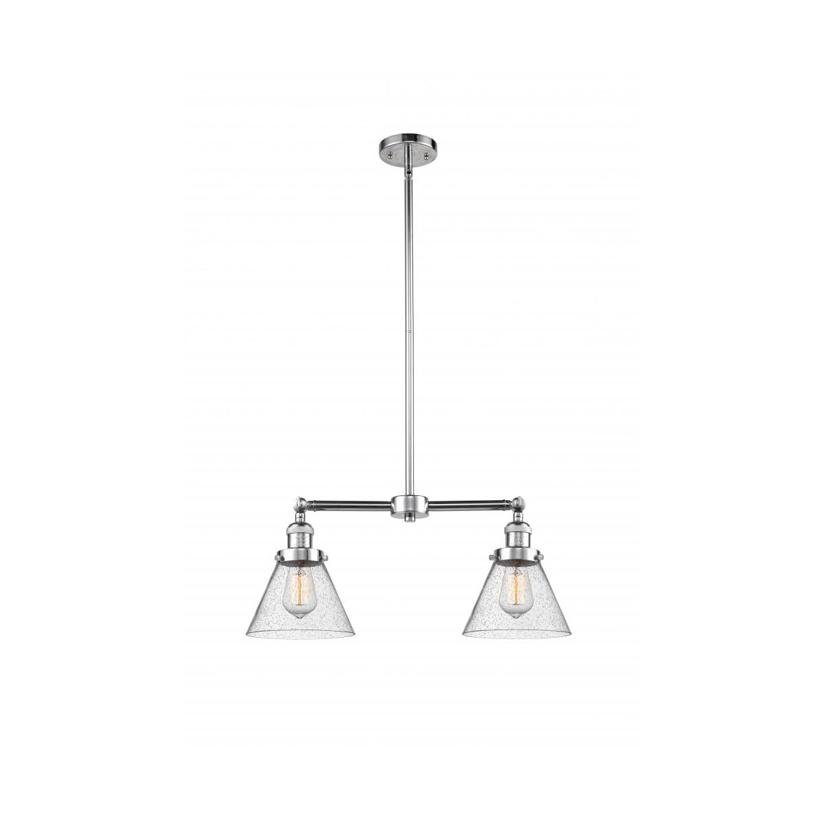 Innovations Lighting 209-PC-G44 Franklin Restoration Large Cone 2 Light 21 inch Polished Chrome Chandelier Ceiling Light in Seedy Glass, Franklin Rest