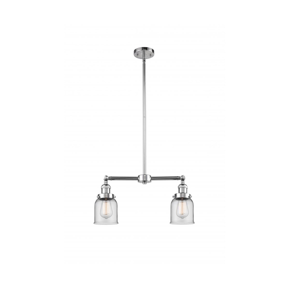 Innovations Lighting 209-PC-G52 Franklin Restoration Small Bell 2 Light 21 inch Polished Chrome Chandelier Ceiling Light in Clear Glass, Franklin Rest