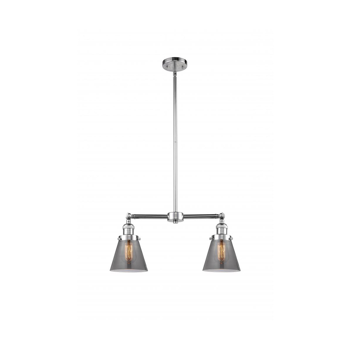 Innovations Lighting 209-PC-G63 Franklin Restoration Small Cone 2 Light 21 inch Polished Chrome Chandelier Ceiling Light in Plated Smoke Glass, Frankl