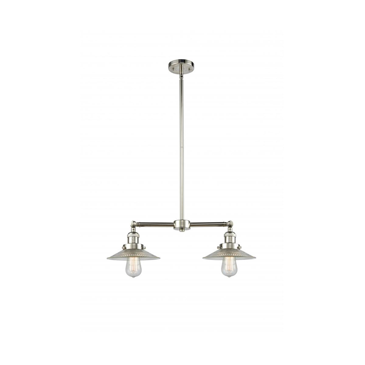 Innovations Lighting 209-PN-G2 Franklin Restoration Halophane 2 Light 21 inch Polished Nickel Chandelier Ceiling Light in Clear Halophane Glass, Frank