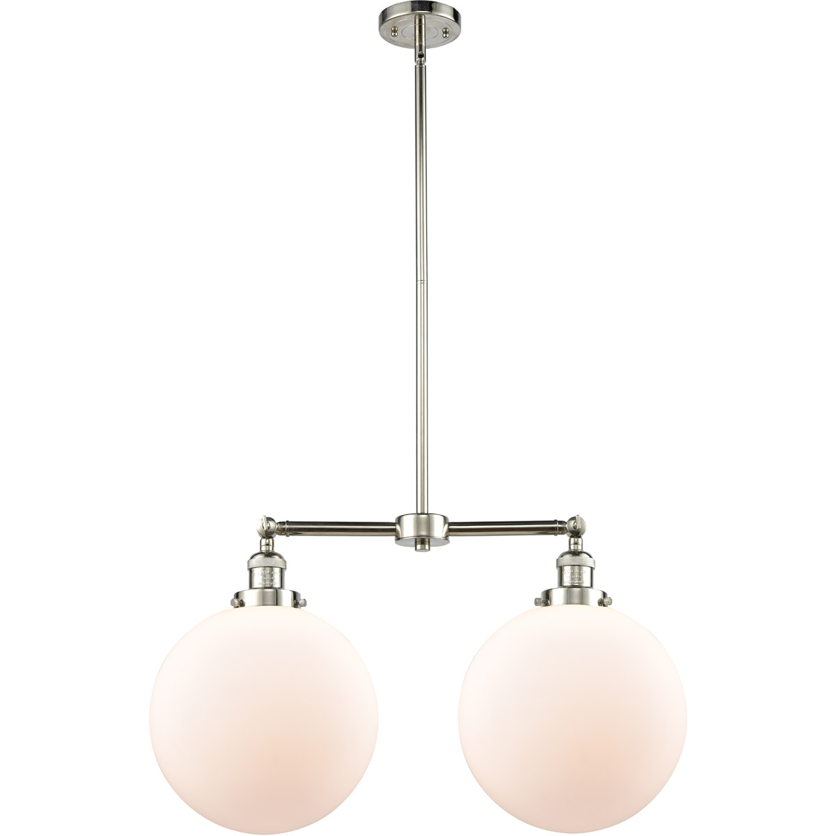 Innovations Lighting 209-PN-G201-12-LED Franklin Restoration XX-Large Beacon LED 27 inch Polished Nickel Chandelier Ceiling Light in Matte White Glass