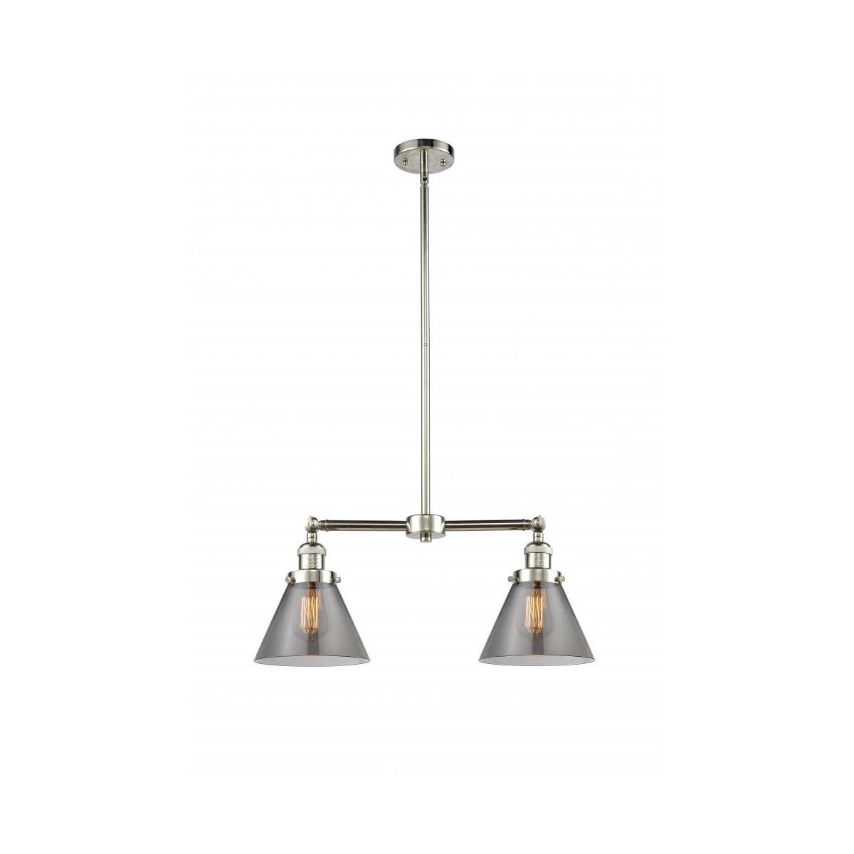 Innovations Lighting 209-PN-G43 Franklin Restoration Large Cone 2 Light 43 inch Polished Nickel Island Light Ceiling Light in Plated Smoke Glass, Fran