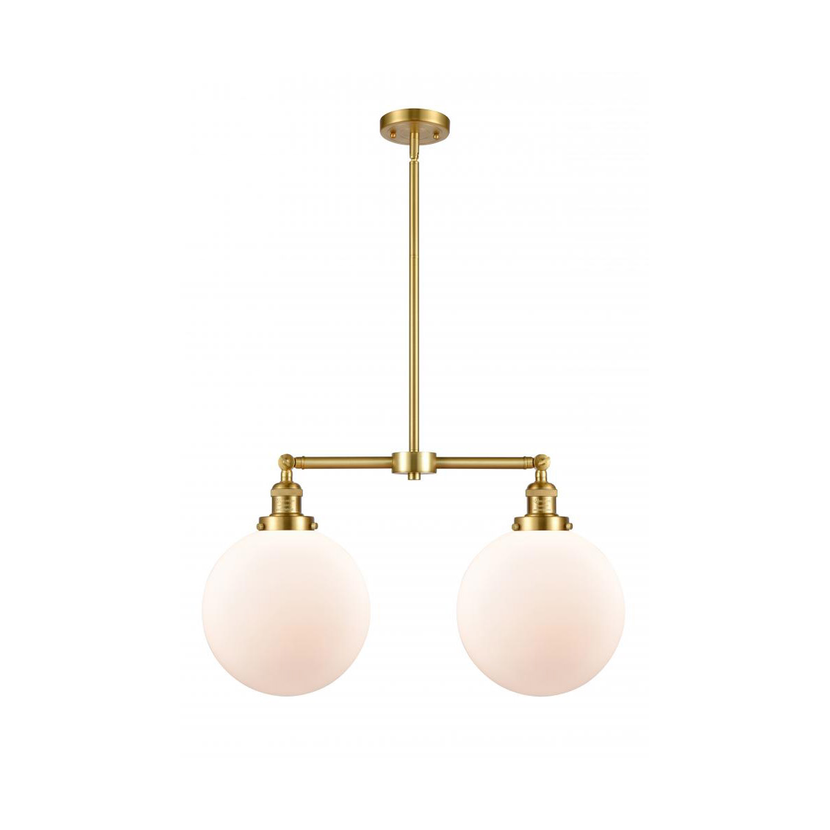 Innovations Lighting 209-SG-G201-10 Franklin Restoration X-Large Beacon 2 Light 25 inch Satin Gold Island Light Ceiling Light in Matte White Glass, Fr