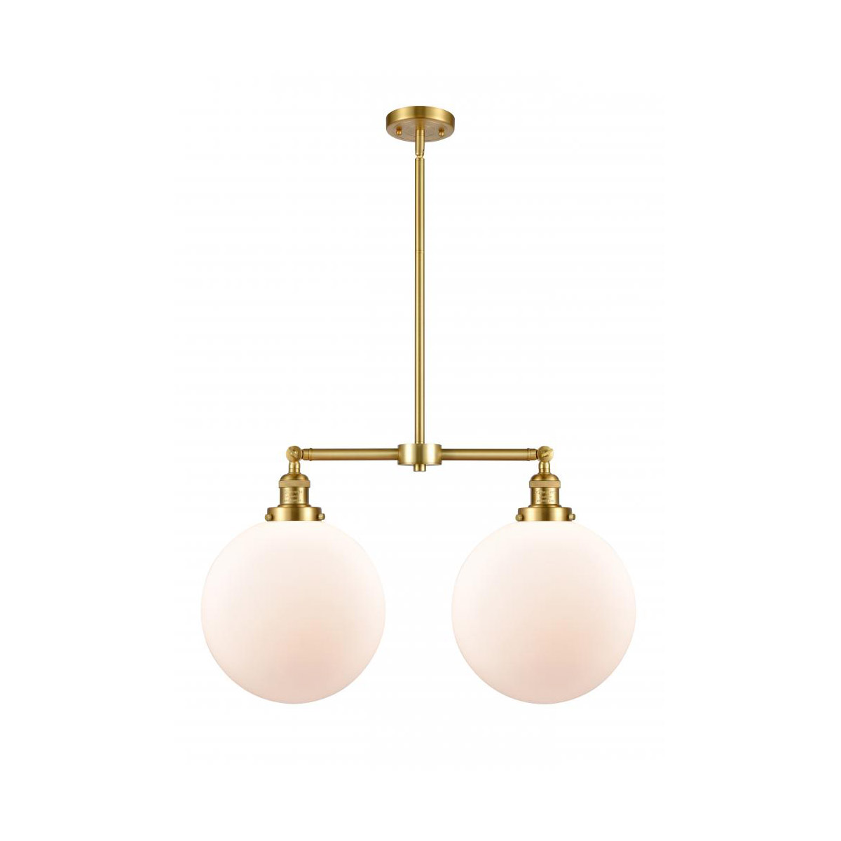 Innovations Lighting 209-SG-G201-12-LED Franklin Restoration XX-Large Beacon LED 27 inch Satin Gold Chandelier Ceiling Light in Matte White Glass, Fra