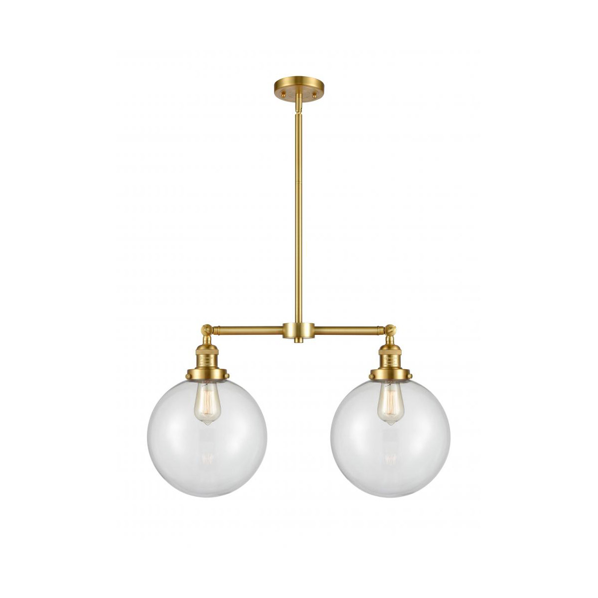 Innovations Lighting 209-SG-G202-10 Franklin Restoration X-Large Beacon 2 Light 25 inch Satin Gold Island Light Ceiling Light in Clear Glass, Franklin