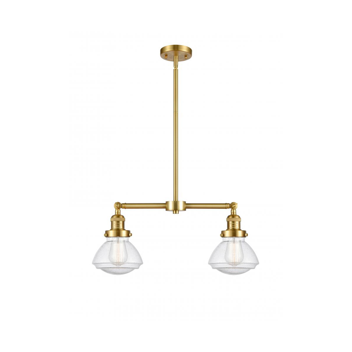 Innovations Lighting 209-SG-G324 Franklin Restoration Olean 2 Light 22 inch Satin Gold Island Light Ceiling Light in Seedy Glass, Franklin Restoration