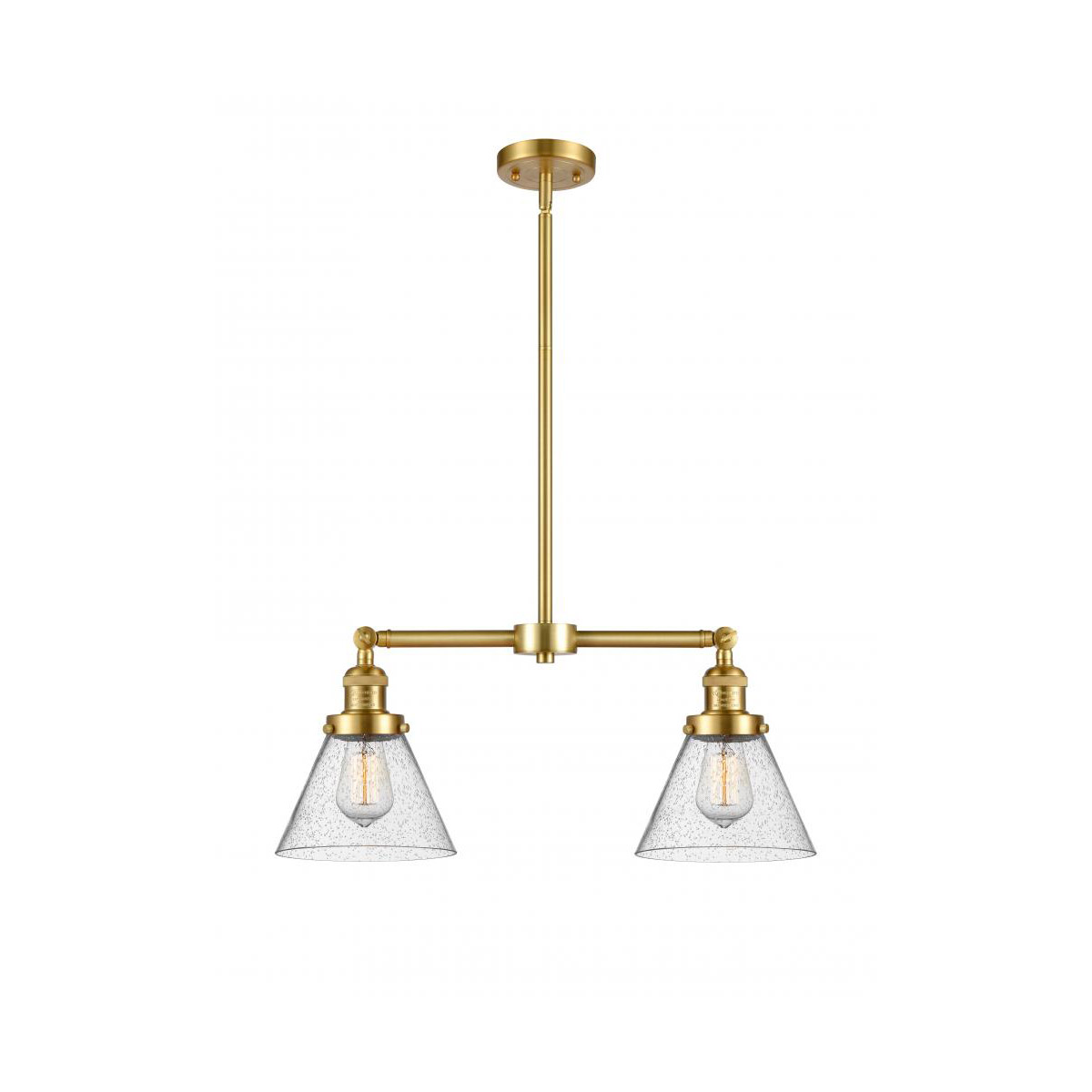 Innovations Lighting 209-SG-G44-LED Franklin Restoration Large Cone LED 21 inch Satin Gold Chandelier Ceiling Light in Seedy Glass, Franklin Restorati