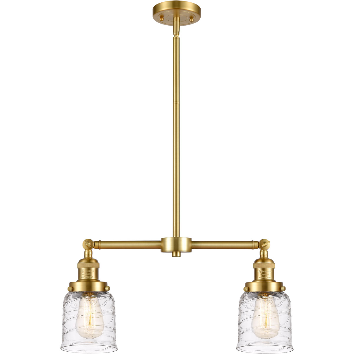 Innovations Lighting 209-SG-G513-LED Franklin Restoration Bell LED 21 inch Satin Gold Island Light Ceiling Light in Deco Swirl Glass