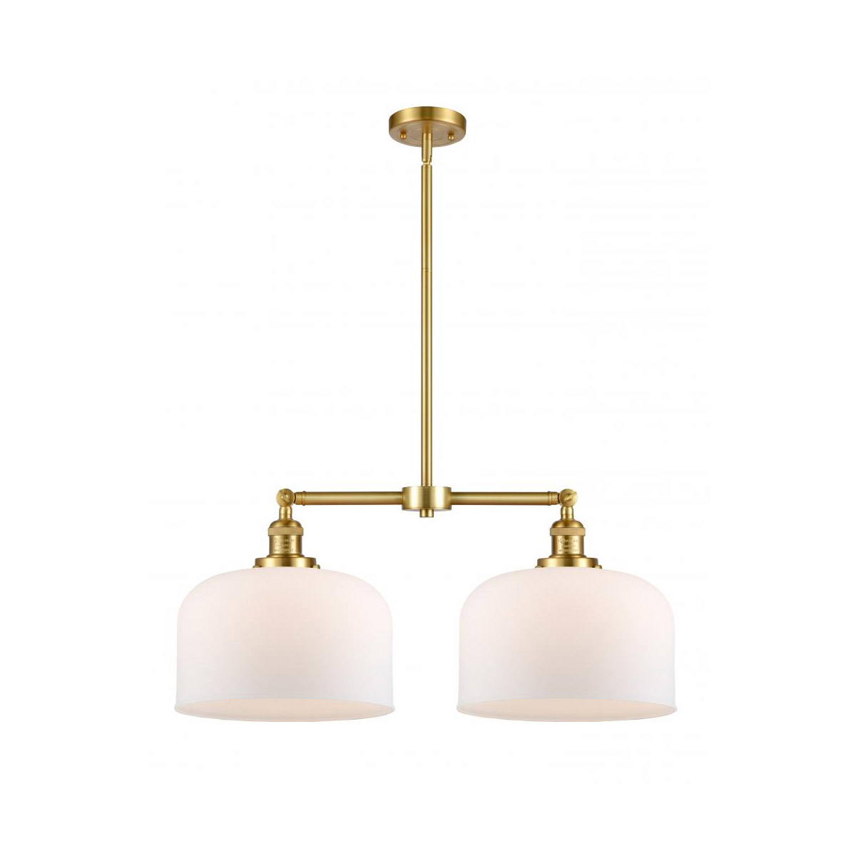 Innovations Lighting 209-SG-G71-L Franklin Restoration X-Large Bell 2 Light 21 inch Satin Gold Island Light Ceiling Light in Matte White Glass, Frankl