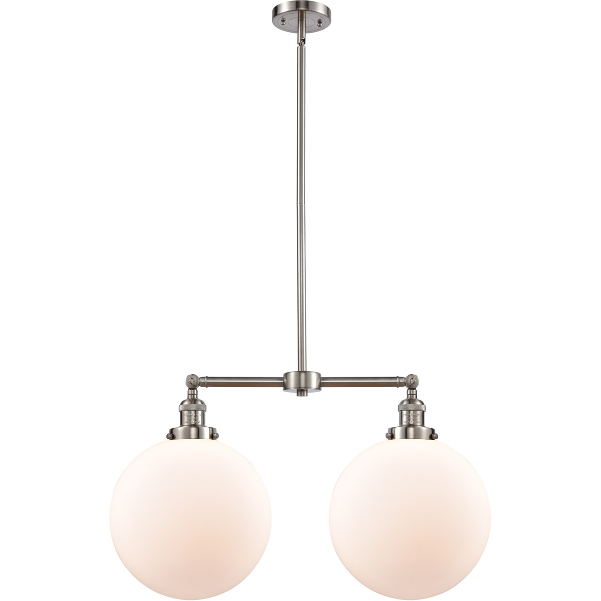 Innovations Lighting 209-SN-G201-12-LED Franklin Restoration XX-Large Beacon LED 27 inch Brushed Satin Nickel Chandelier Ceiling Light in Matte White