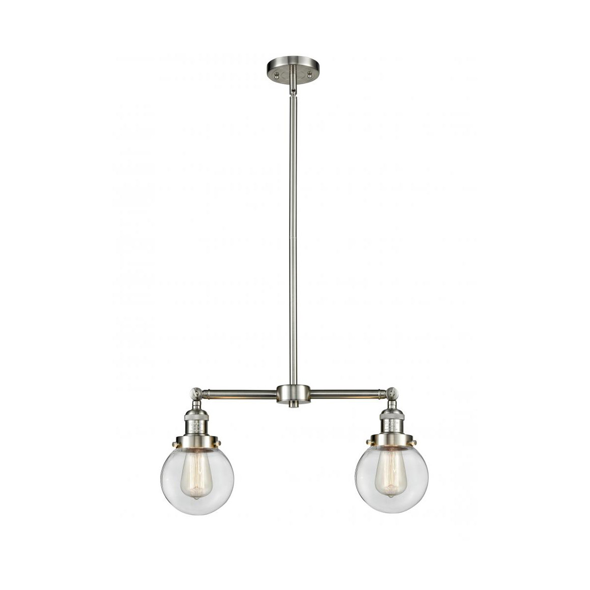 Innovations Lighting 209-SN-G202-6 Franklin Restoration Beacon 2 Light 23 inch Brushed Satin Nickel Chandelier Ceiling Light in Clear Glass, Franklin