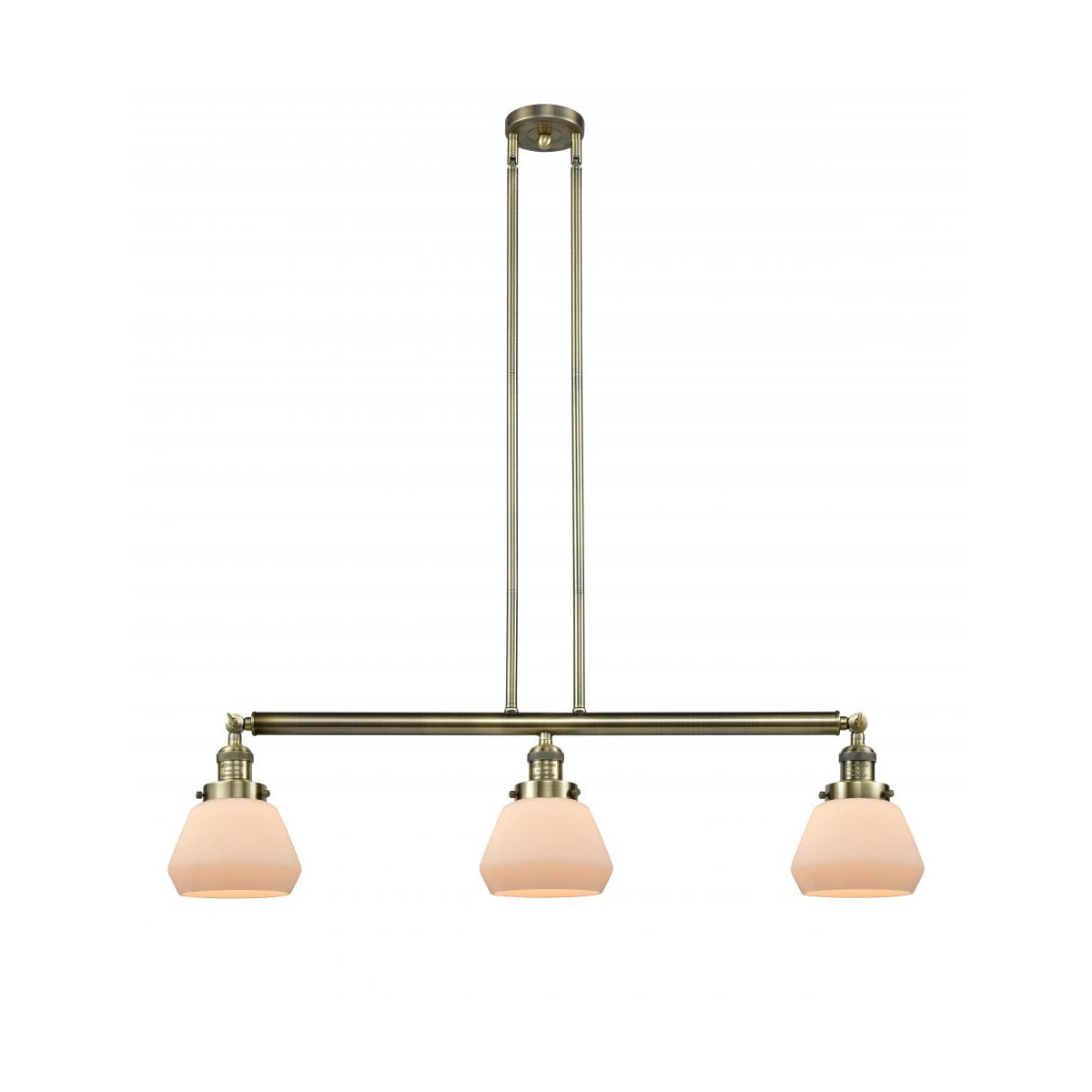 Innovations Lighting 213-AB-G171-LED Franklin Restoration Fulton LED 39 inch Antique Brass Island Light Ceiling Light in Matte White Glass, Franklin R