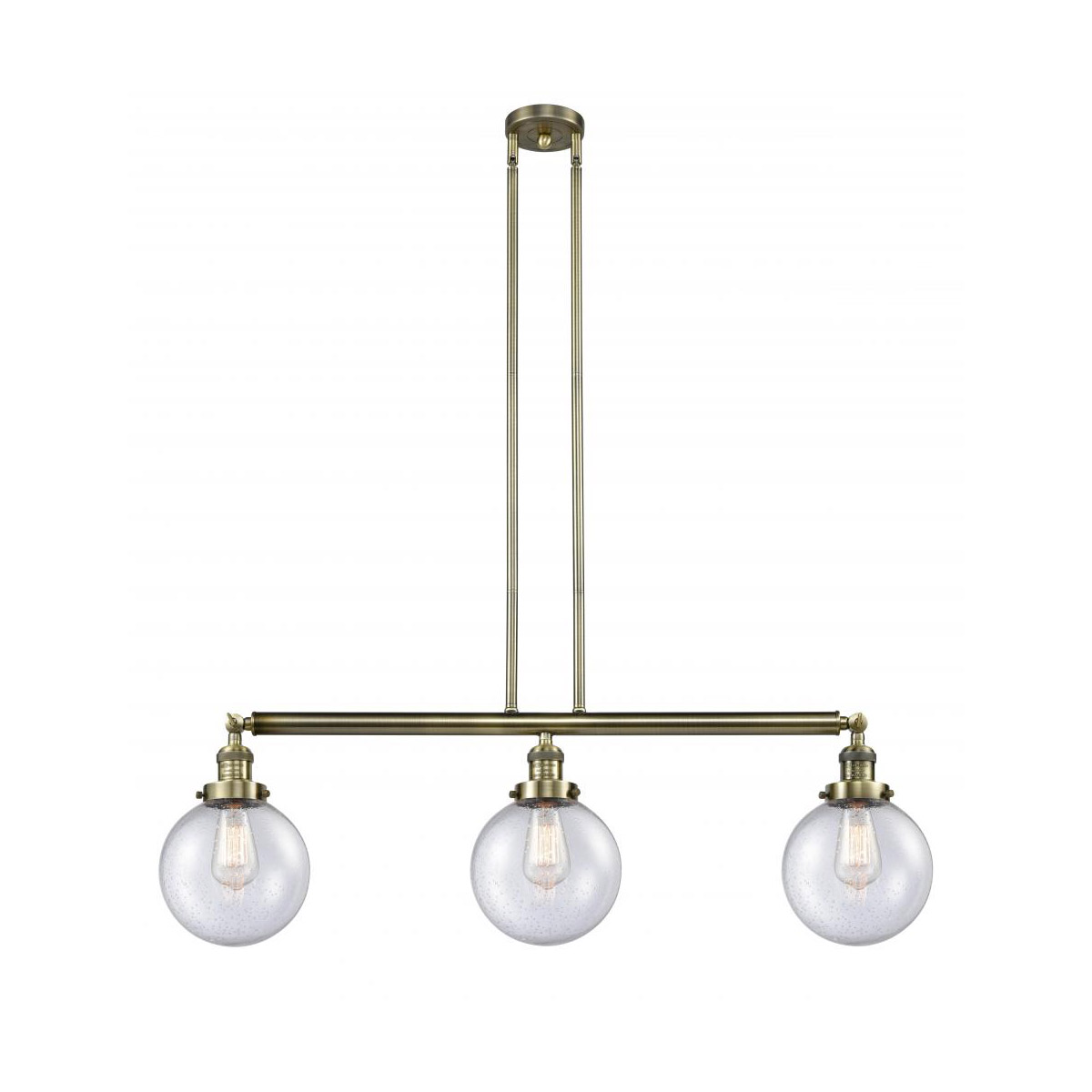 Innovations Lighting 213-AB-G204-8 Franklin Restoration Large Beacon 3 Light 41 inch Antique Brass Island Light Ceiling Light in Seedy Glass, Franklin