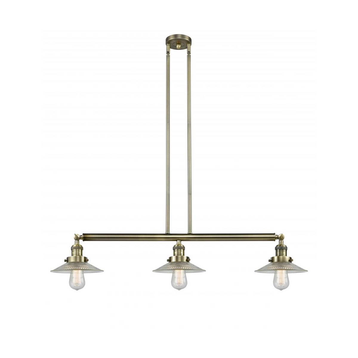 Innovations Lighting 213-AB-G2-LED Franklin Restoration Halophane LED 41 inch Antique Brass Island Light Ceiling Light in Clear Halophane Glass, Frank