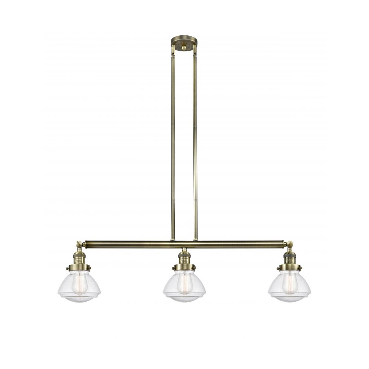 Innovations Lighting 213-AB-G324 Franklin Restoration Olean 3 Light 39 inch Antique Brass Island Light Ceiling Light in Incandescent, Seedy Glass, Fra