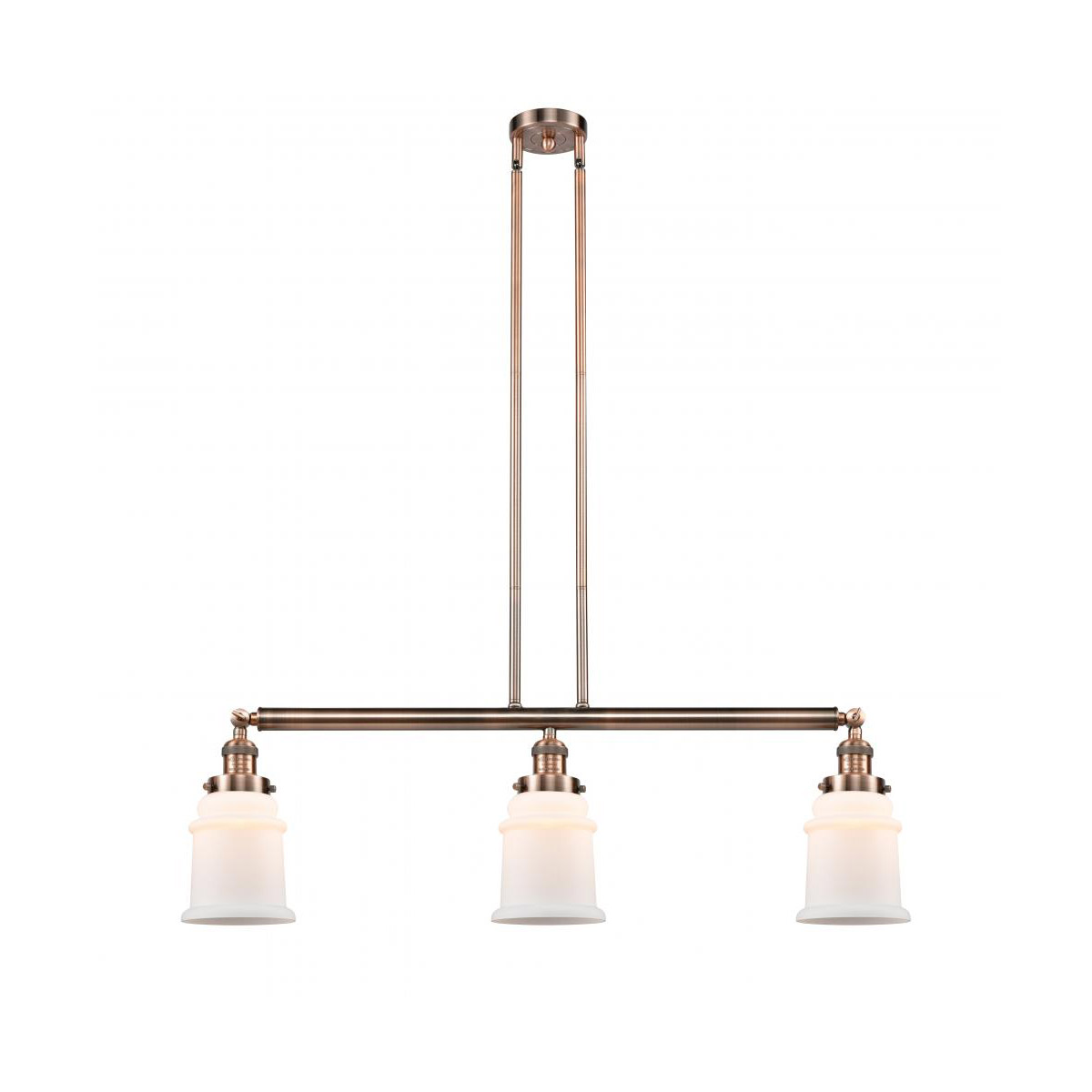 Innovations Lighting 213-AC-G181-LED Franklin Restoration Canton LED 39 inch Antique Copper Island Light Ceiling Light in Matte White Glass, Franklin 