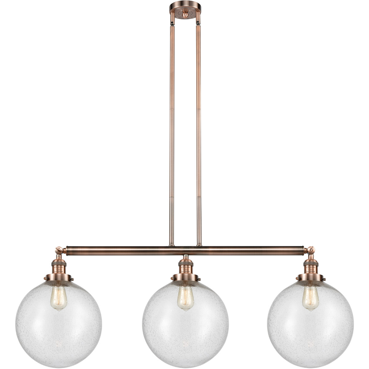 Innovations Lighting 213-AC-G204-12 Franklin Restoration XX-Large Beacon 3 Light 44 inch Antique Copper Island Light Ceiling Light in Seedy Glass, Fra