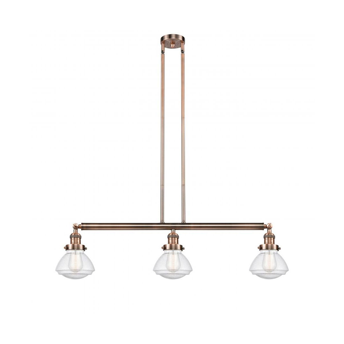 Innovations Lighting 213-AC-G324 Franklin Restoration Olean 3 Light 39 inch Antique Copper Island Light Ceiling Light in Seedy Glass, Franklin Restora