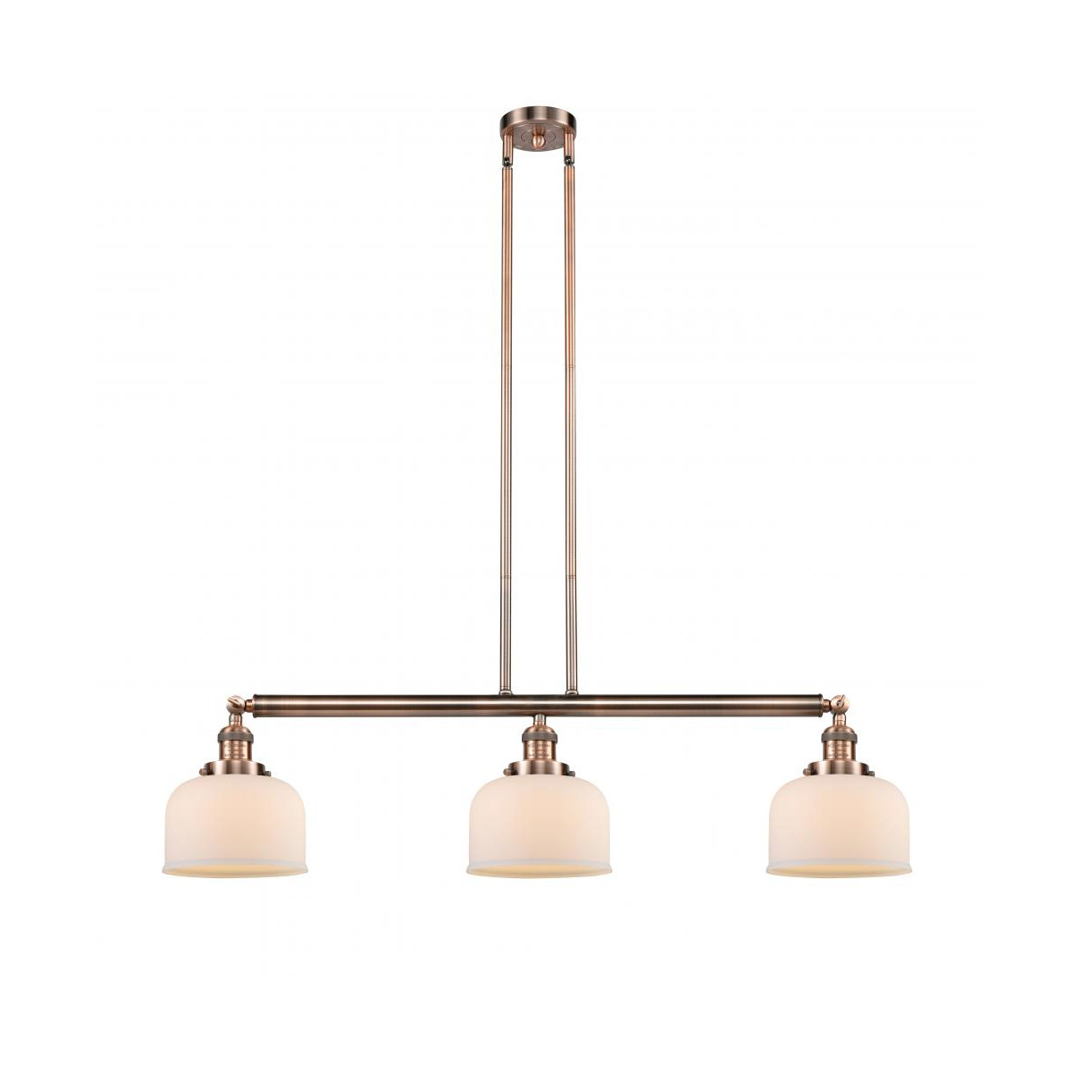 Innovations Lighting 213-AC-G71 Franklin Restoration Large Bell 3 Light 41 inch Antique Copper Island Light Ceiling Light in Matte White Glass, Frankl